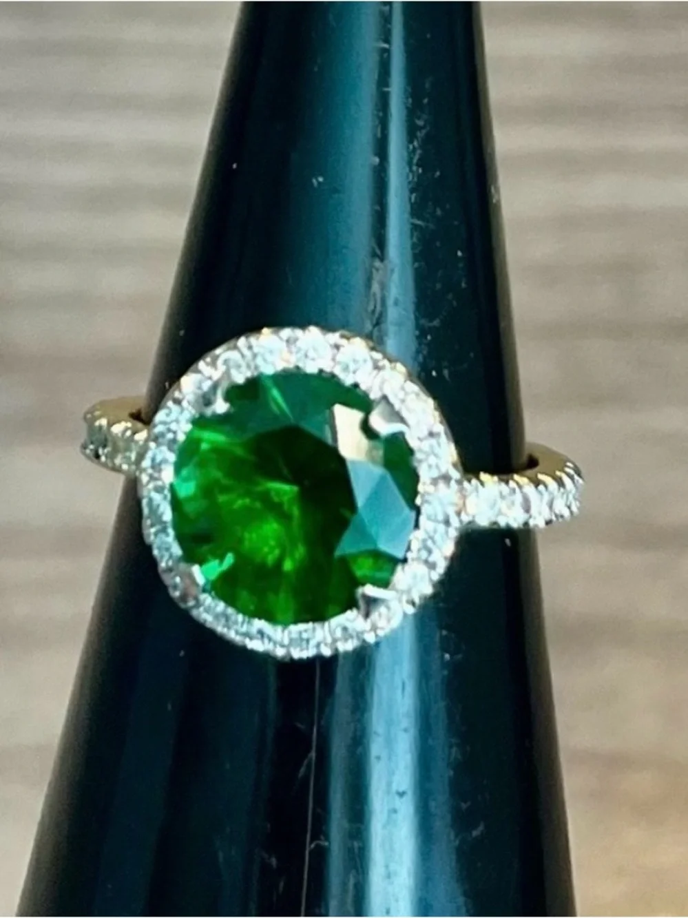 Emerald Green Halo Cocktail Ring - Women's Jewelry